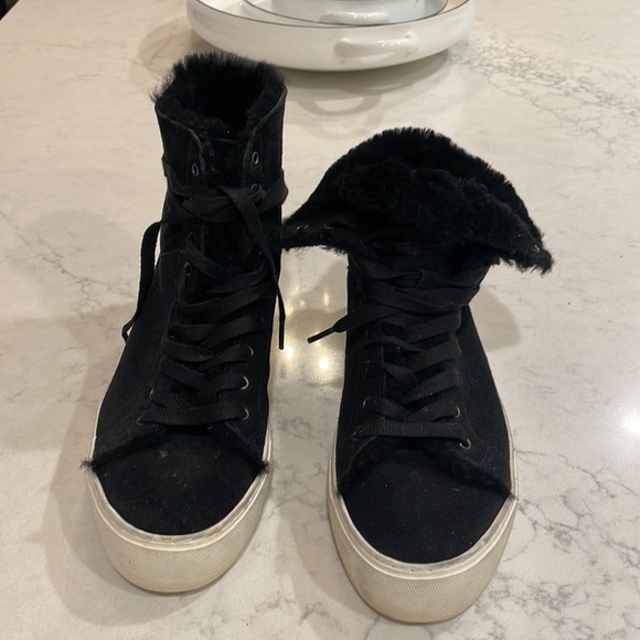 UGG Suede High Top Sneakers Shearling Size 8 - Picture 5 of 12